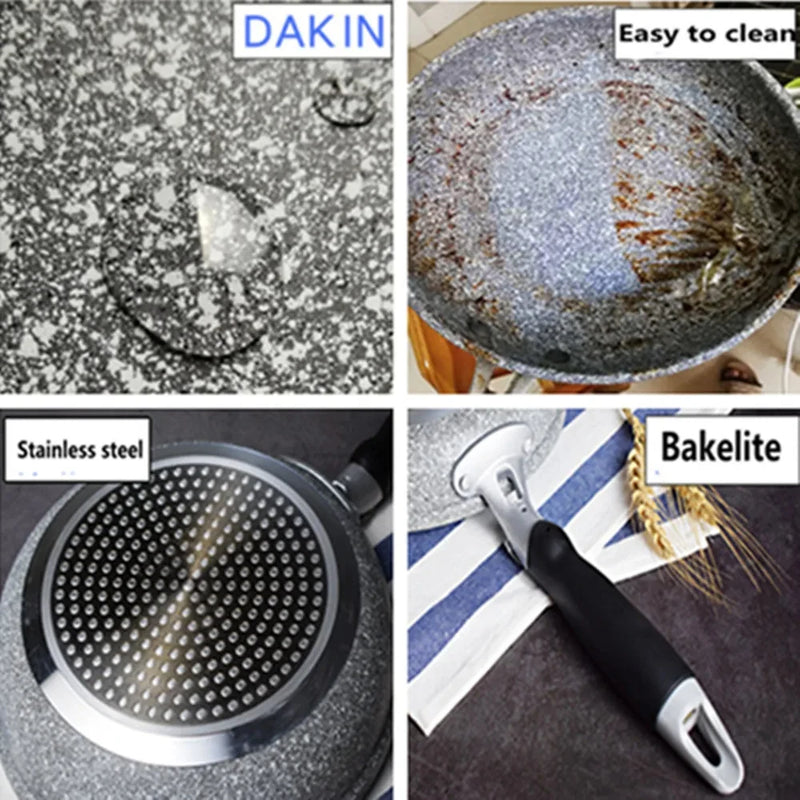 Durable Stone Frying Pan28/26/24/20cm Wok Non-stick Pan Skillet Cauldron Induction Cooker Pans Pancake Egg Gas Stove Home